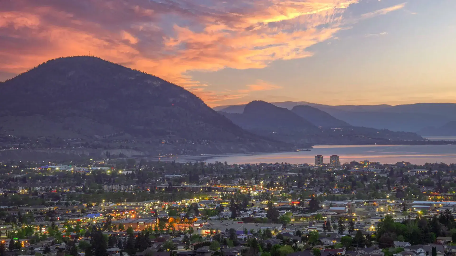 Penticton city skyline and Okanagan landscape